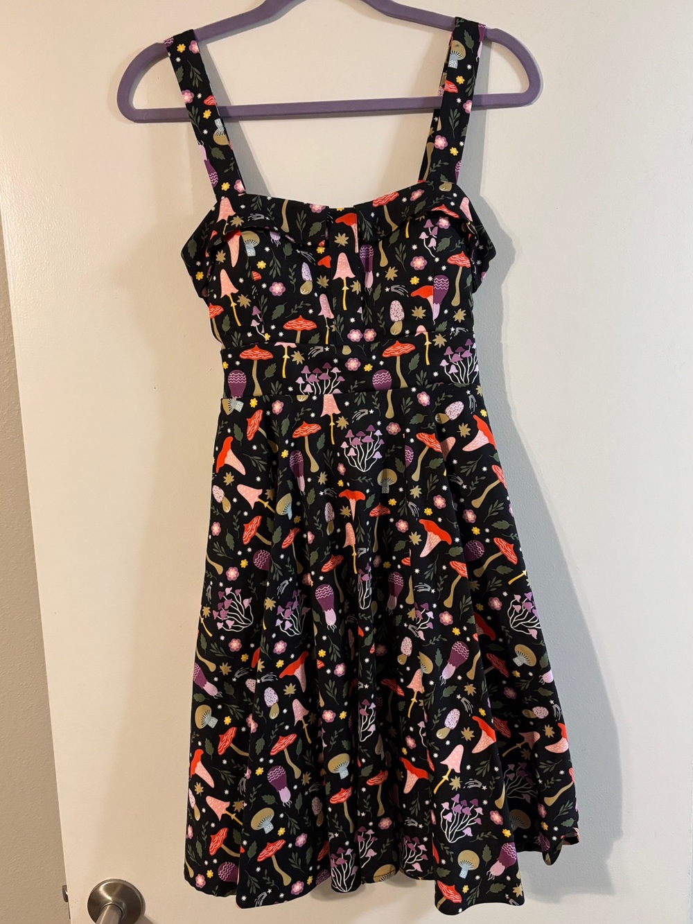 Retro Mushroom Print Swing Dress